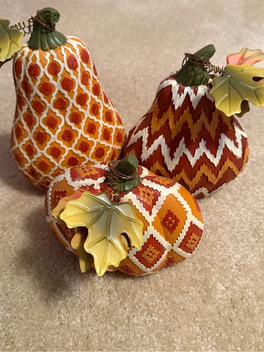 Hobby Lobby Robert Stanley signature collection geometric pumpkin statues lot 3